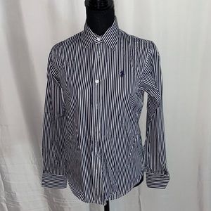 Black and white blue button down